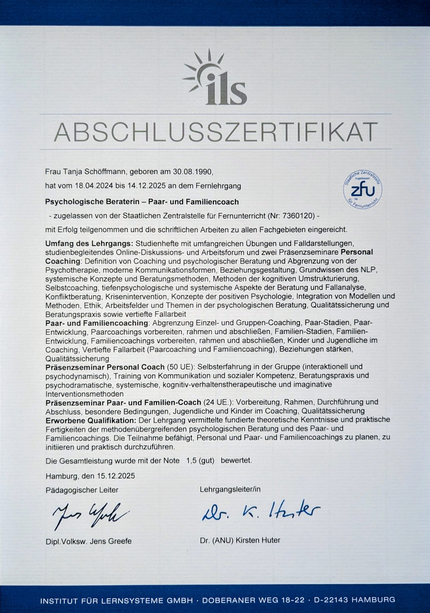 Abschlusszertifikat ILS Abschlusszertifikat ILS