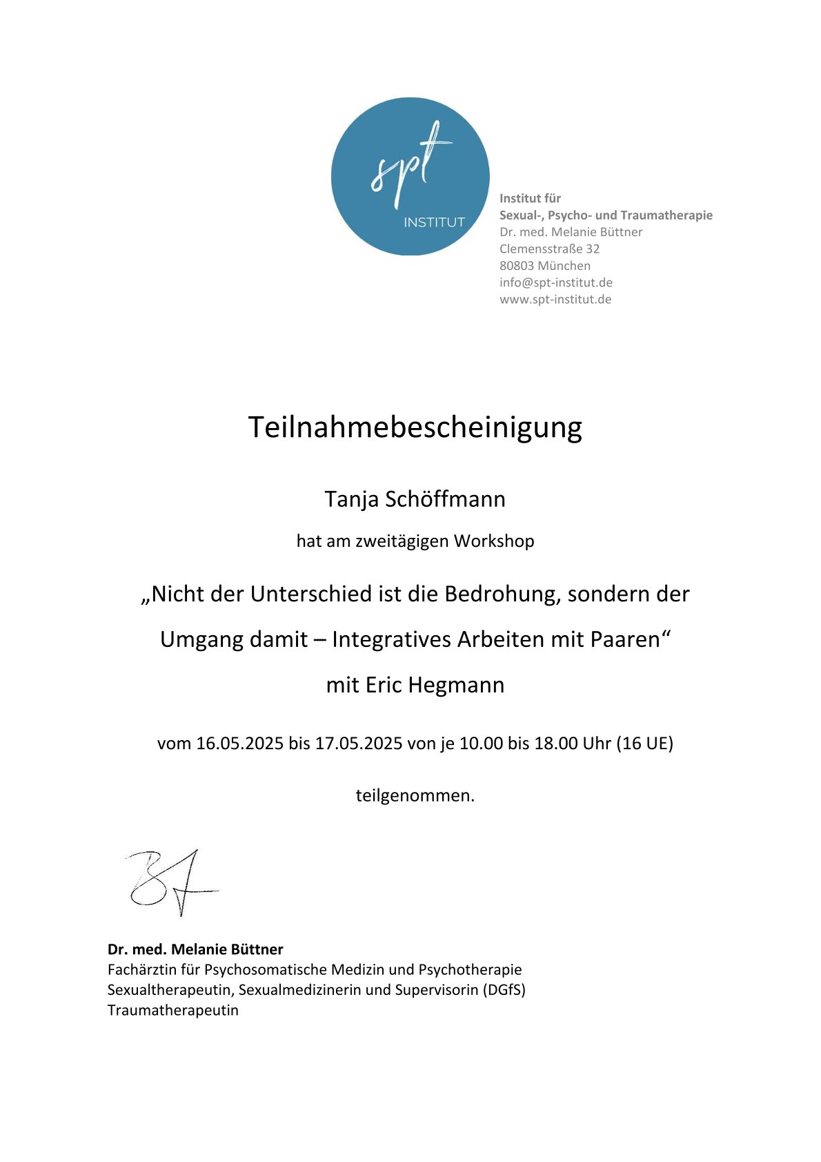 Zertifikat Integratives Arbeiten mit Paaren Zertifikat Integratives Arbeiten mit Paaren